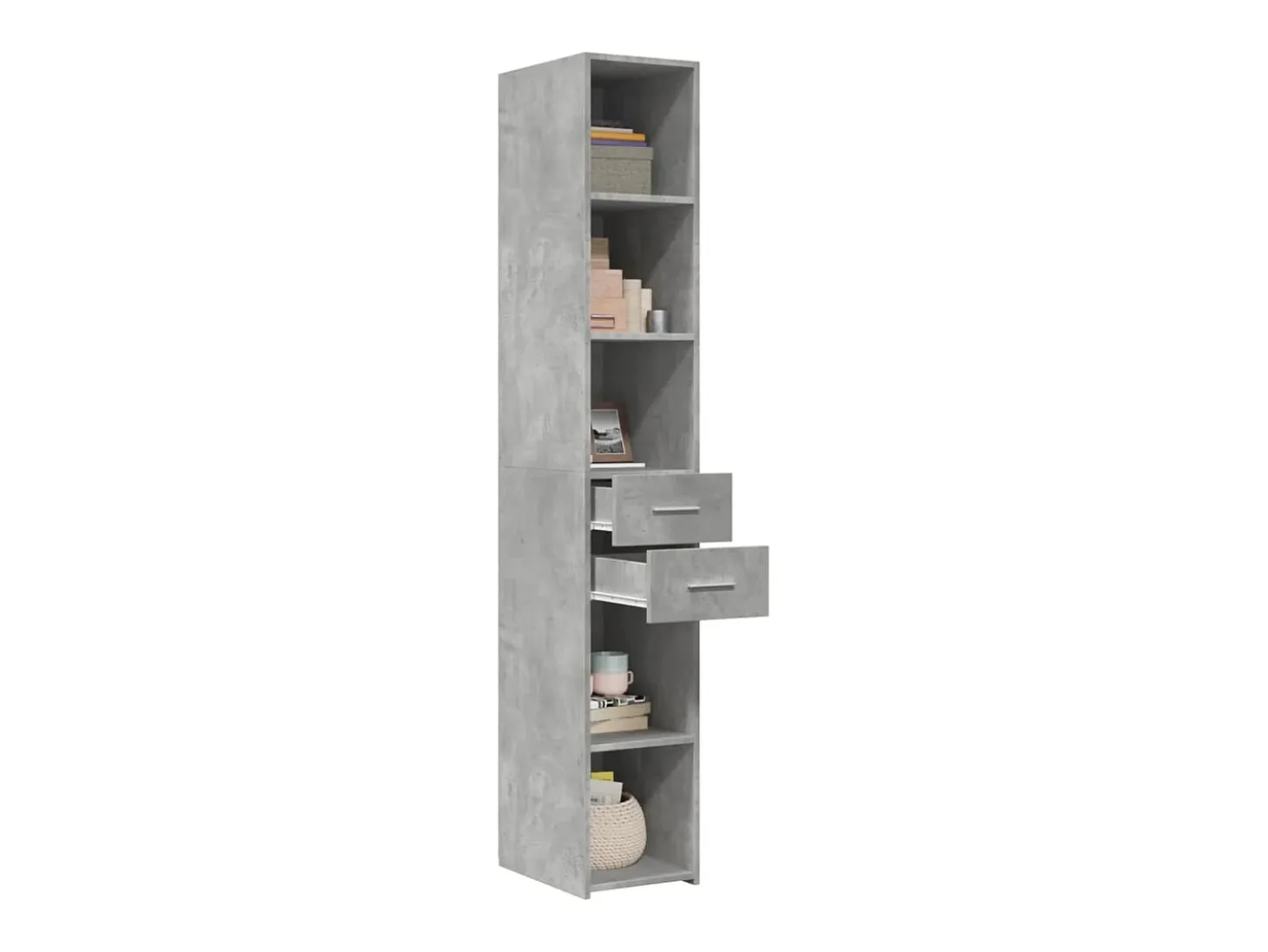 Aparador alto gris hormigón 30x42,5x185 cm madera de ingeniería