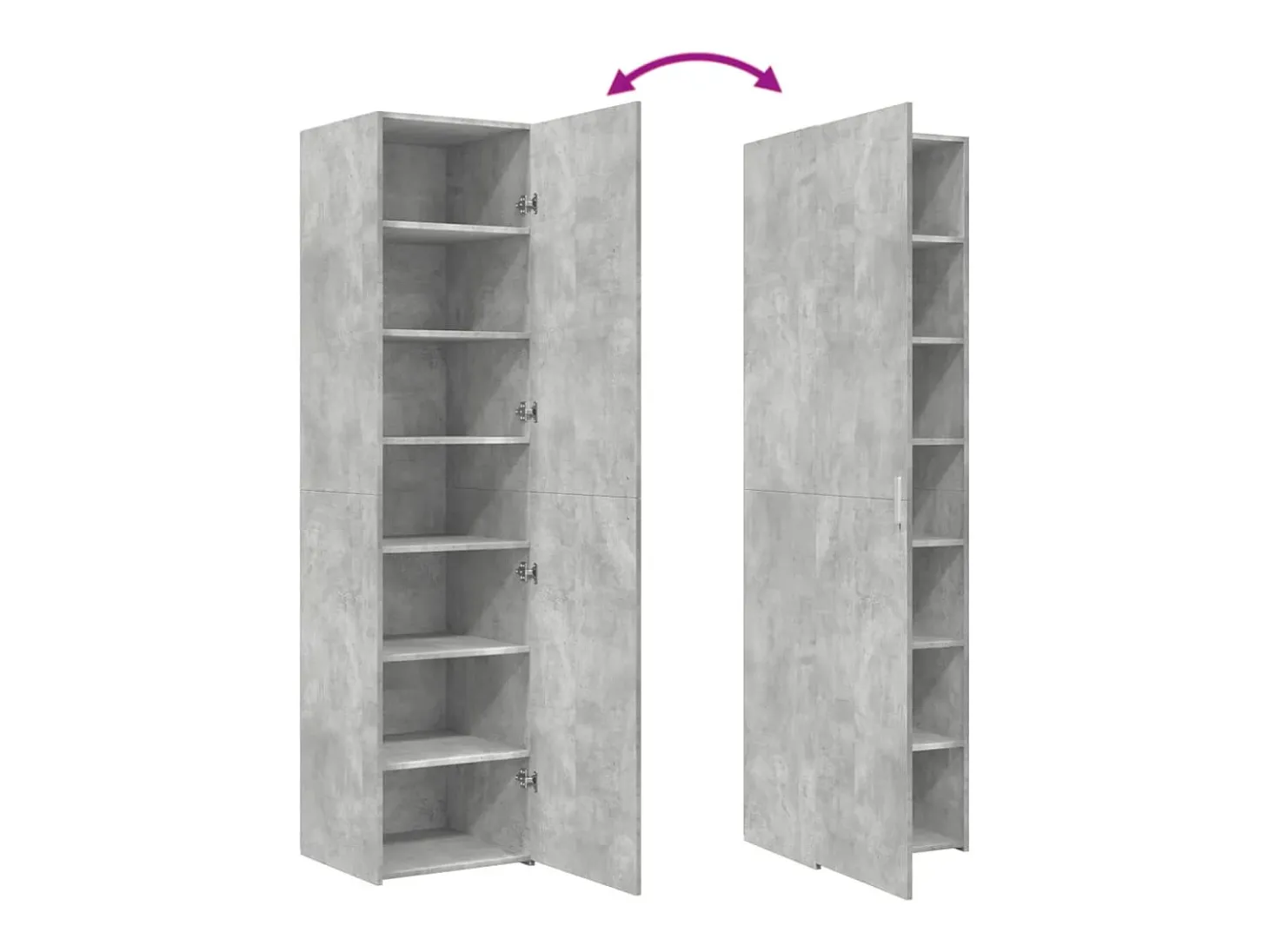 Aparador alto gris hormigón 45x42,5x185 cm madera de ingeniería