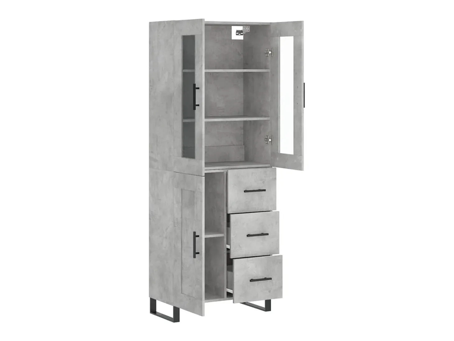 Aparador alto Gris hormigón 69,5x34x180 cm Madera de ingeniería