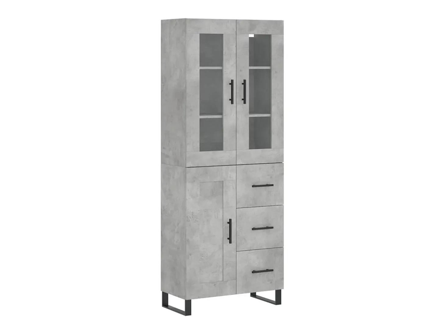 Aparador alto Gris hormigón 69,5x34x180 cm Madera de ingeniería
