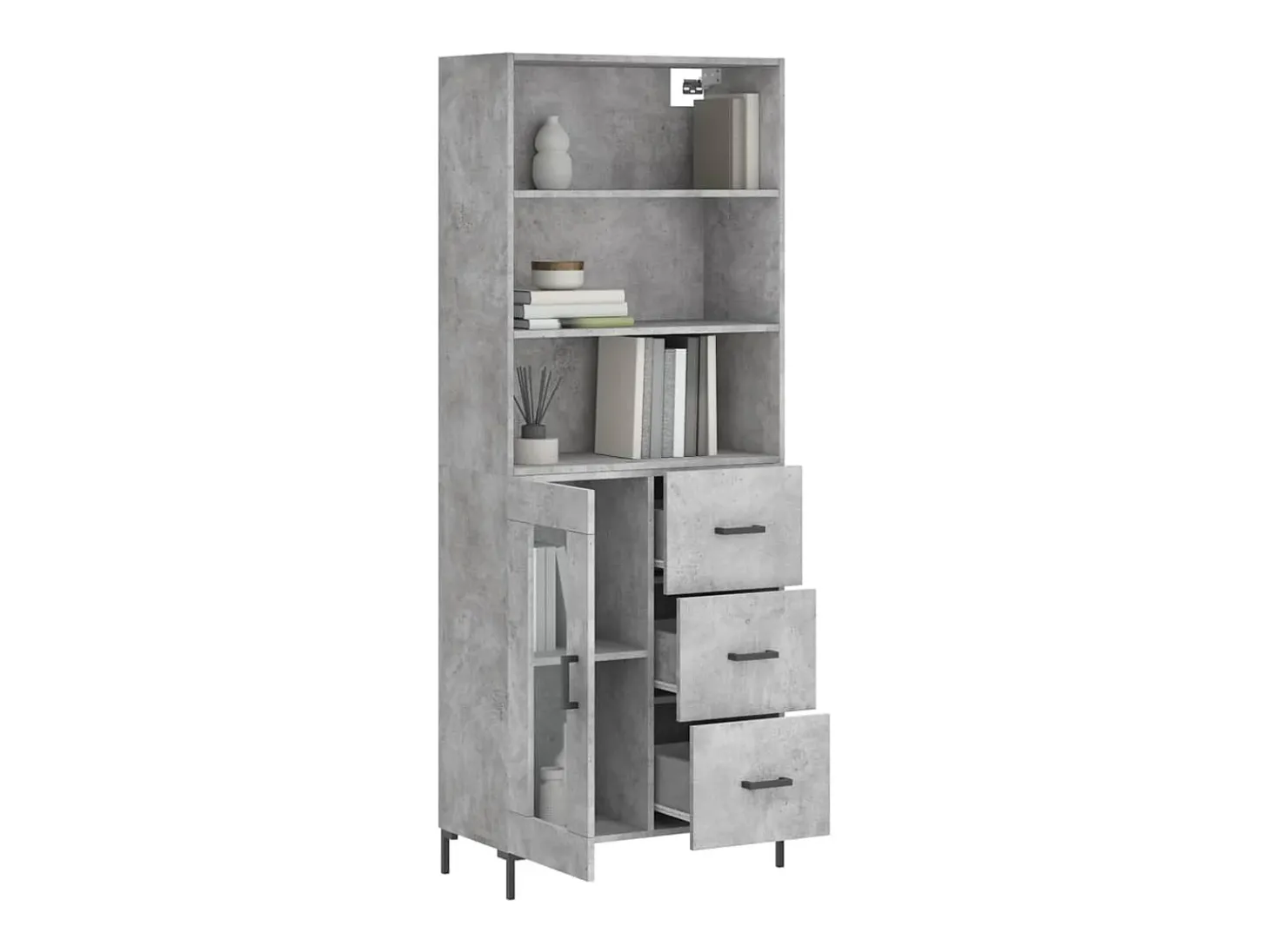 Aparador alto Gris hormigón 69,5x34x180 cm Madera de ingeniería