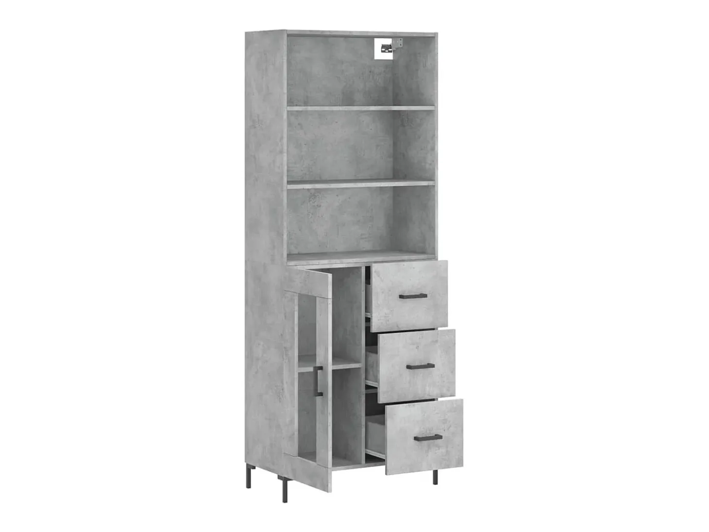 Aparador alto Gris hormigón 69,5x34x180 cm Madera de ingeniería
