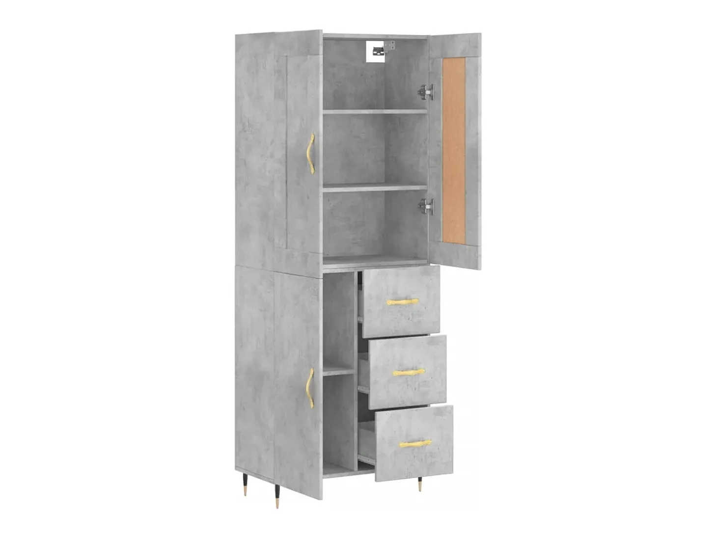 Aparador alto Gris hormigón 69,5x34x180 cm Madera de ingeniería