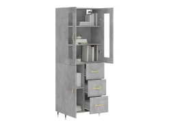 Aparador alto Gris hormigón 69,5x34x180 cm Madera de ingeniería