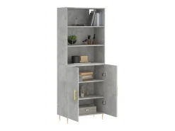 Aparador alto Gris hormigón 69,5x34x180 cm Madera de ingeniería
