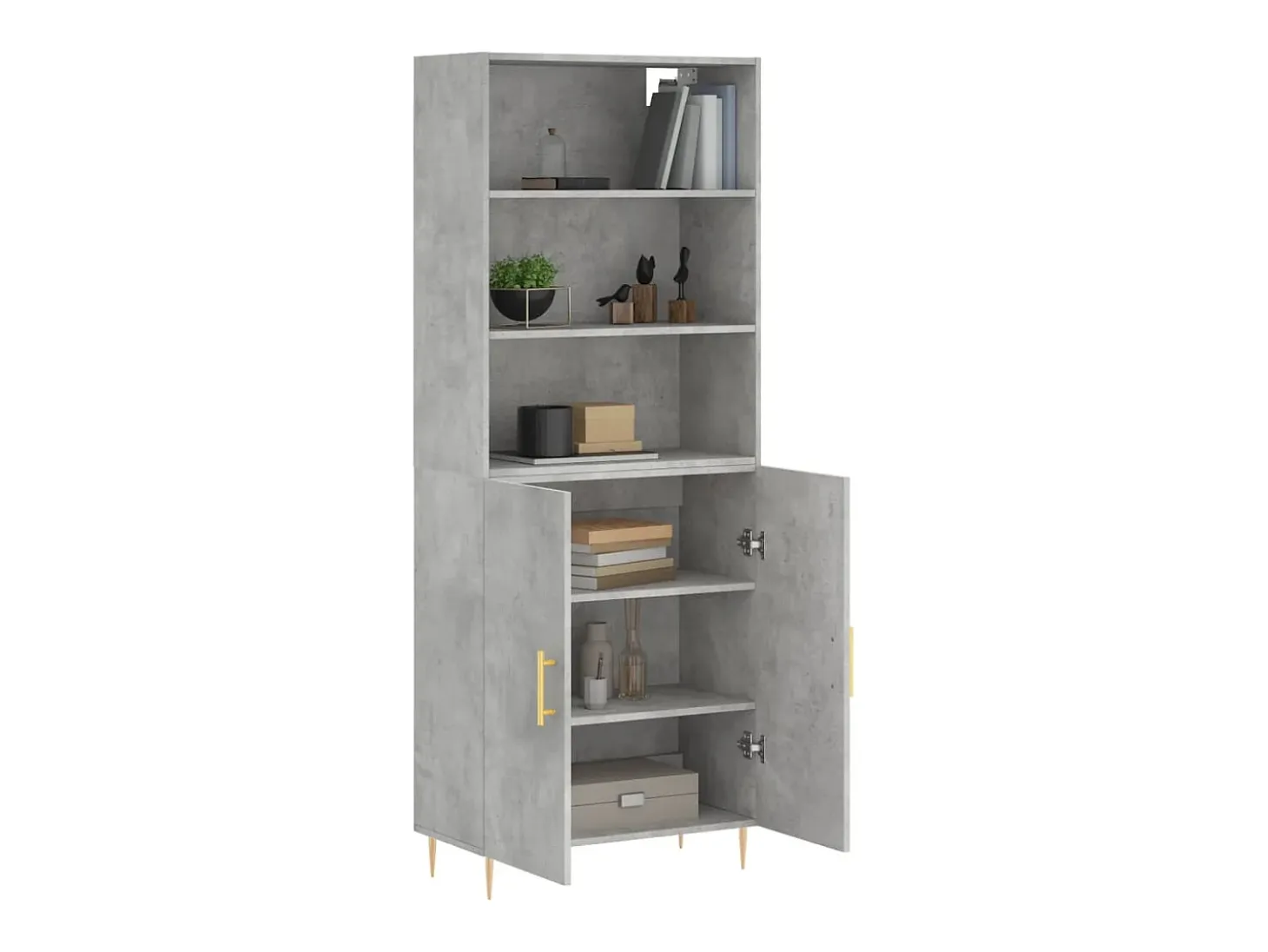 Aparador alto Gris hormigón 69,5x34x180 cm Madera de ingeniería