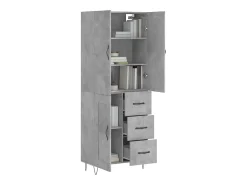 Aparador alto Gris hormigón 69,5x34x180 cm Madera de ingeniería