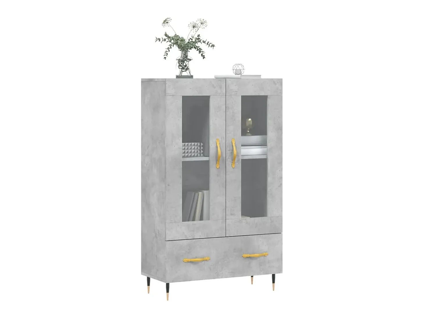 Aparador alto gris hormigón 69,5x31x115 cm madera de ingeniería