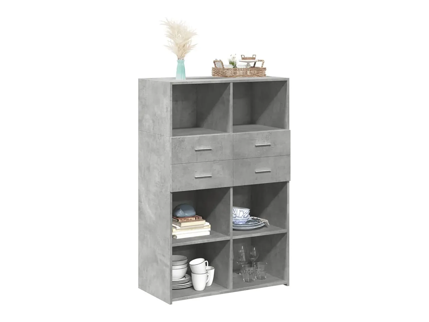 Aparador alto gris hormigón 80x42,5x124 cm madera de ingeniería