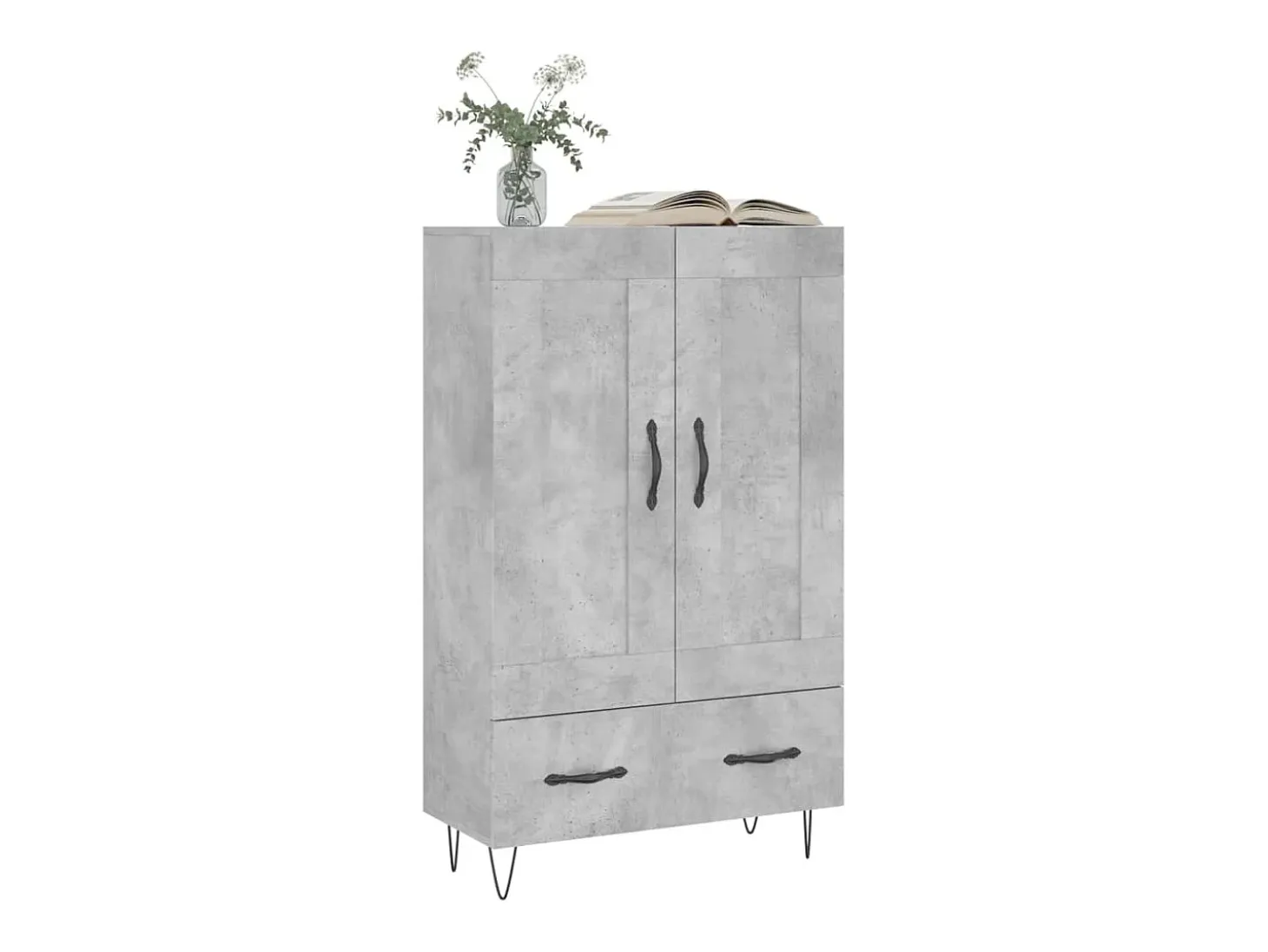 Aparador alto gris hormigón 69,5x31x115 cm madera de ingeniería