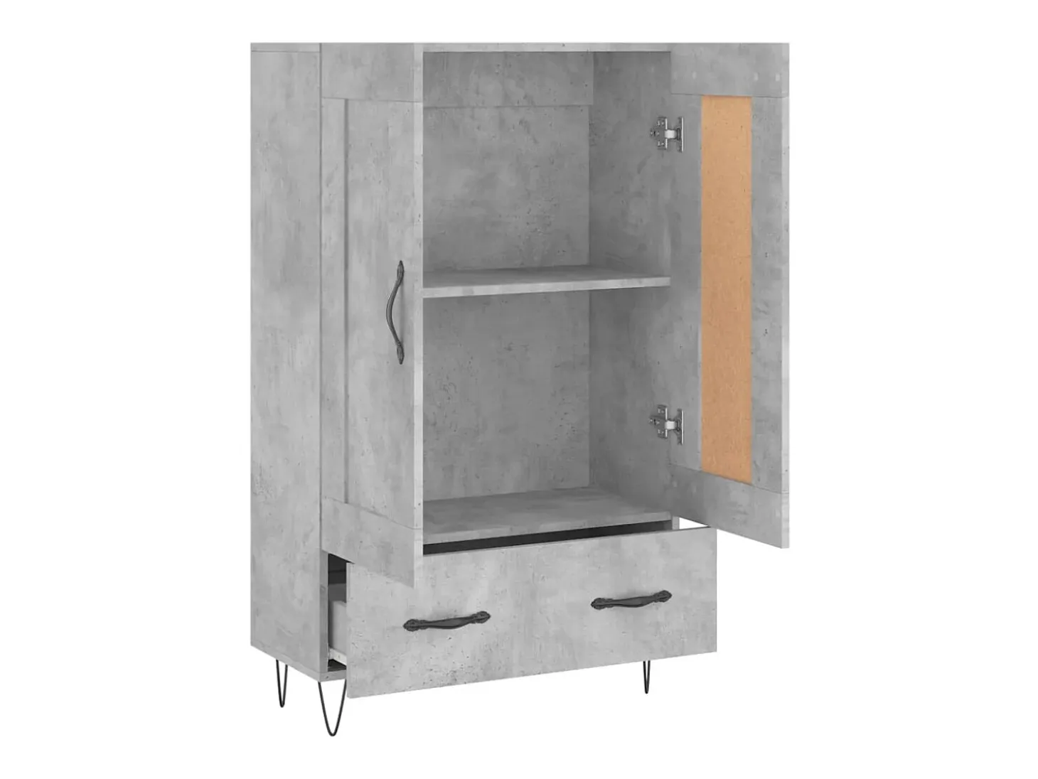 Aparador alto gris hormigón 69,5x31x115 cm madera de ingeniería