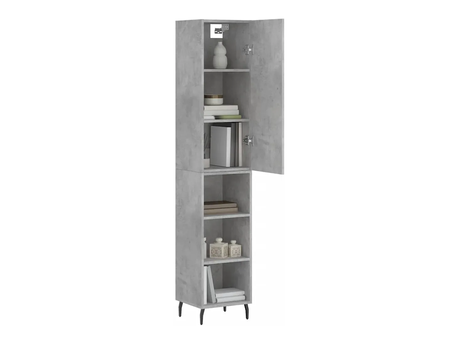 Aparador alto Gris hormigón 34,5x34x180 cm Madera de ingeniería