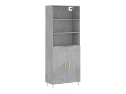 Aparador alto Gris hormigón 69,5x34x180 cm Madera de ingeniería