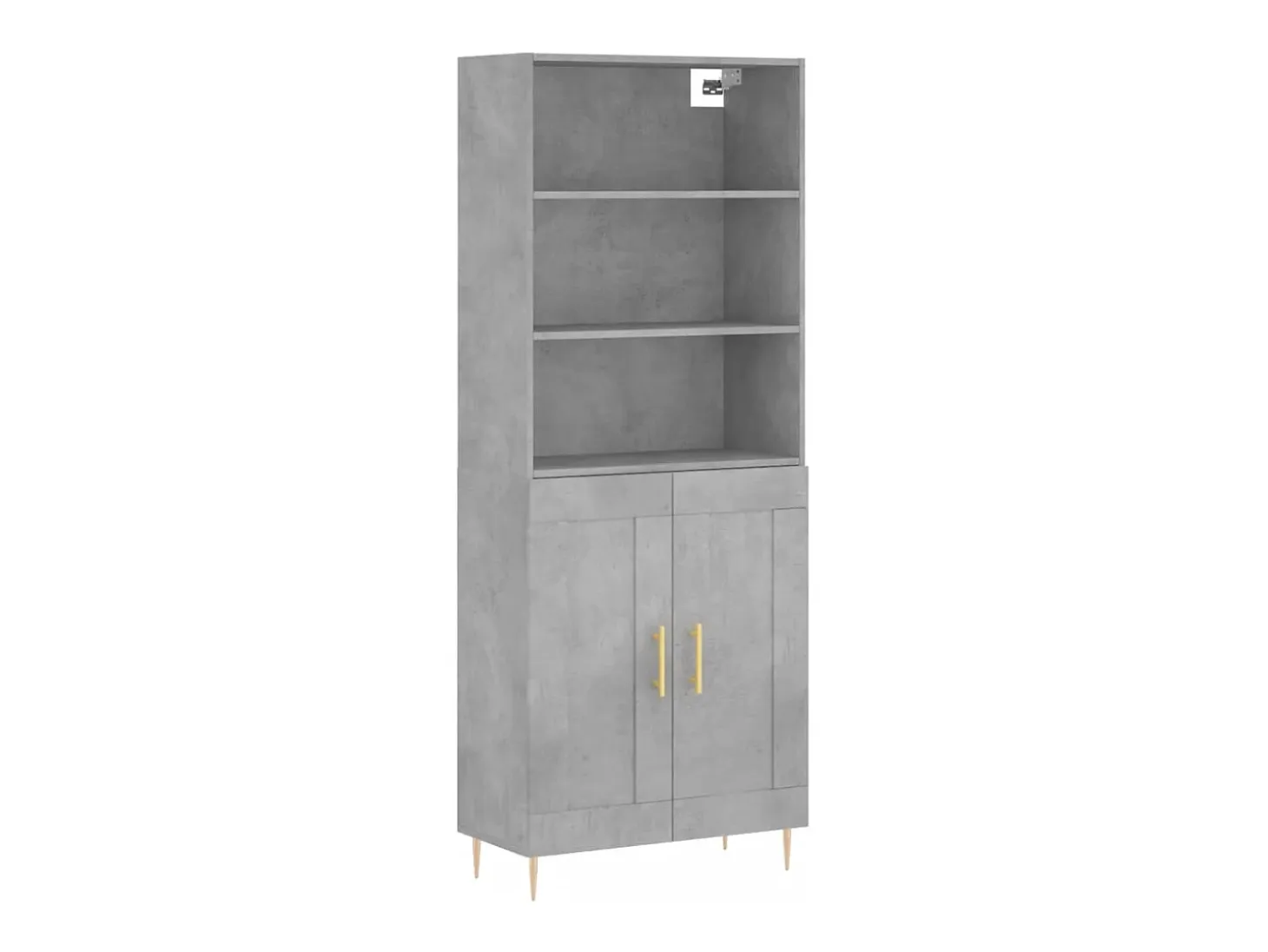 Aparador alto Gris hormigón 69,5x34x180 cm Madera de ingeniería