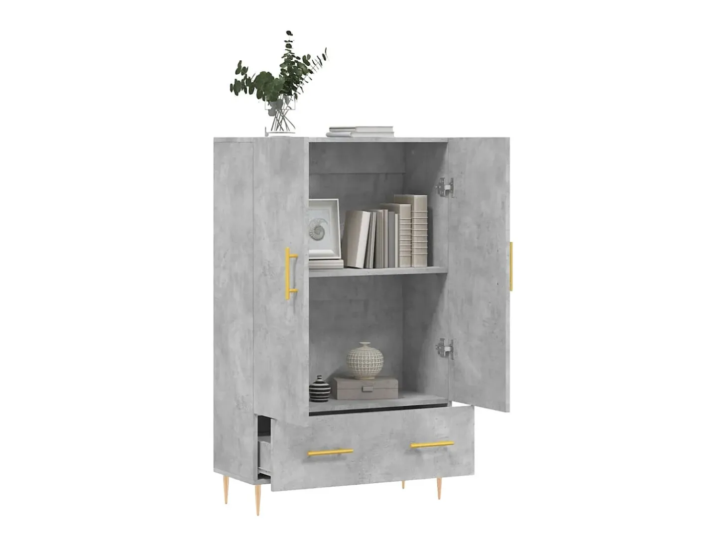 Aparador alto gris hormigón 69,5x31x115 cm madera de ingeniería