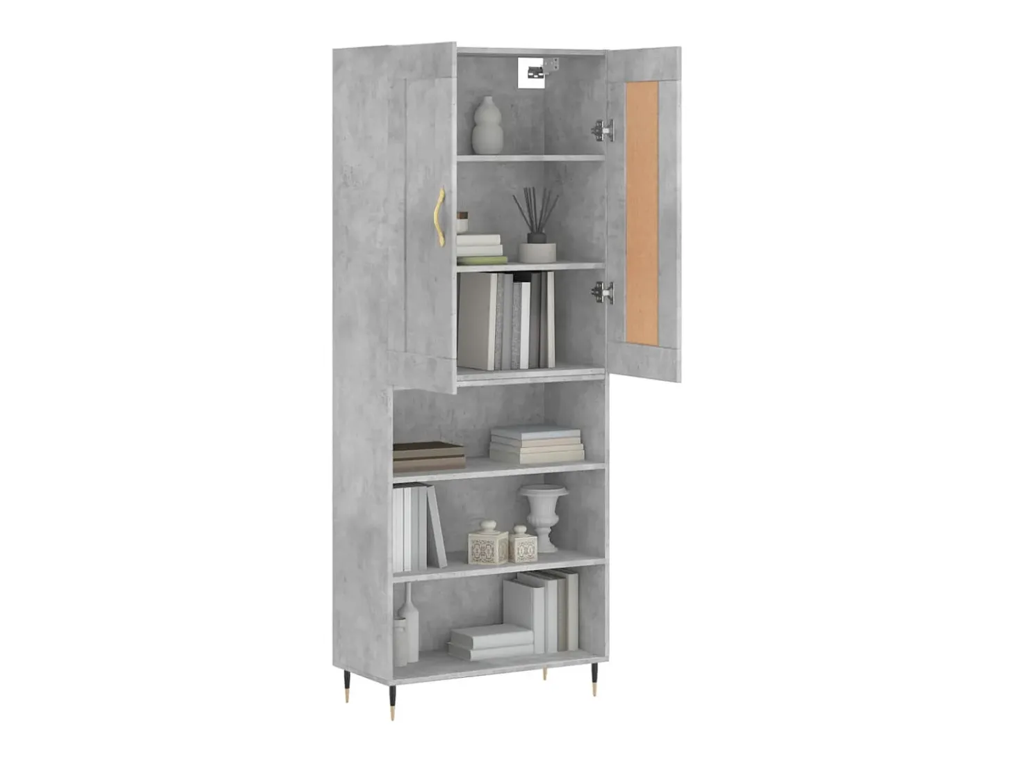 Aparador alto Gris hormigón 69,5x34x180 cm Madera de ingeniería