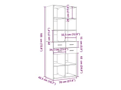 Aparador alto gris hormigón 70x42,5x185 cm madera de ingeniería