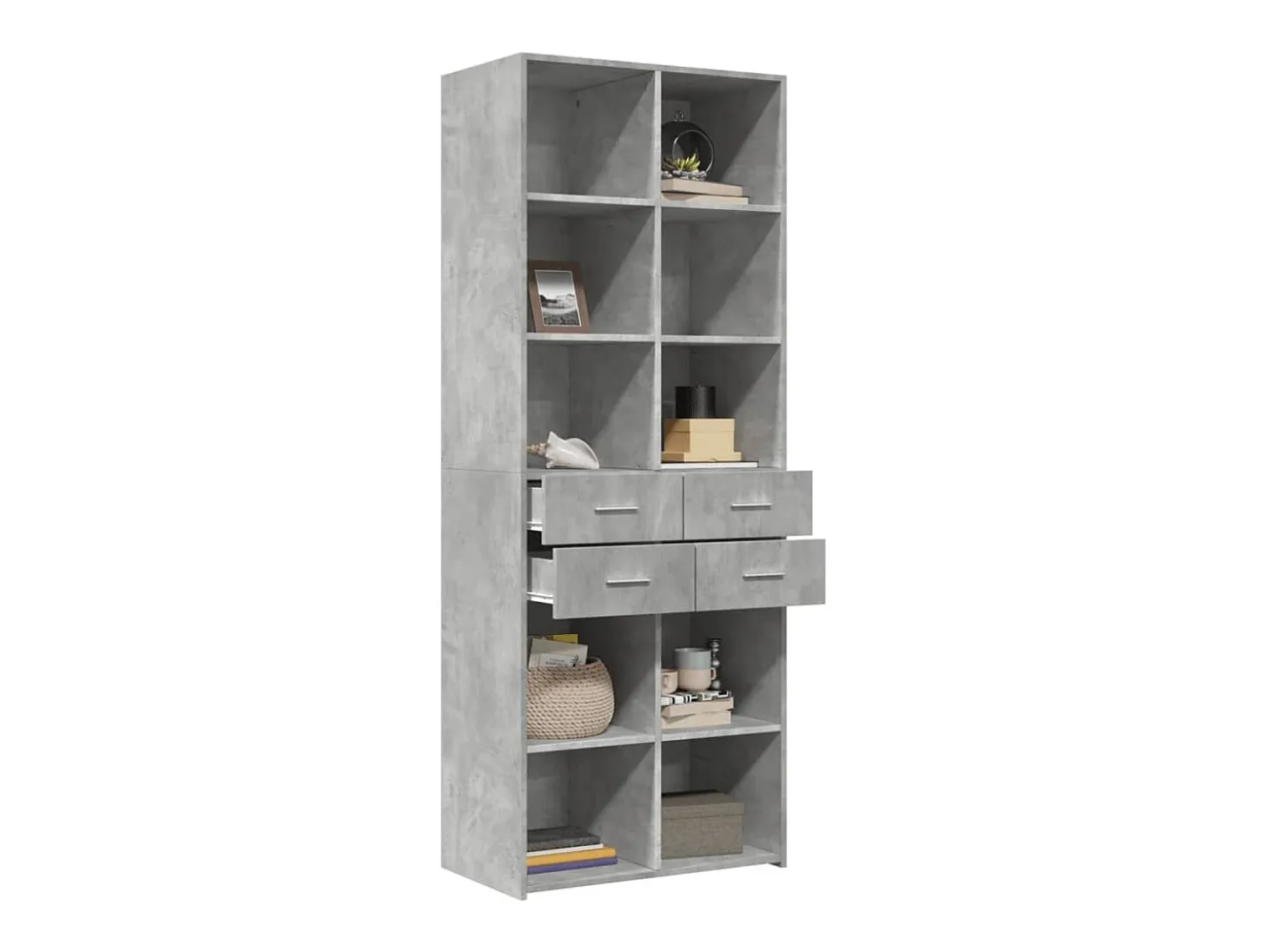 Aparador alto gris hormigón 70x42,5x185 cm madera de ingeniería
