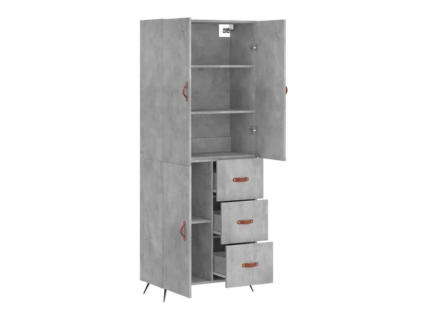 Aparador alto Gris hormigón 69,5x34x180 cm Madera de ingeniería