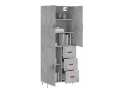 Aparador alto Gris hormigón 69,5x34x180 cm Madera de ingeniería