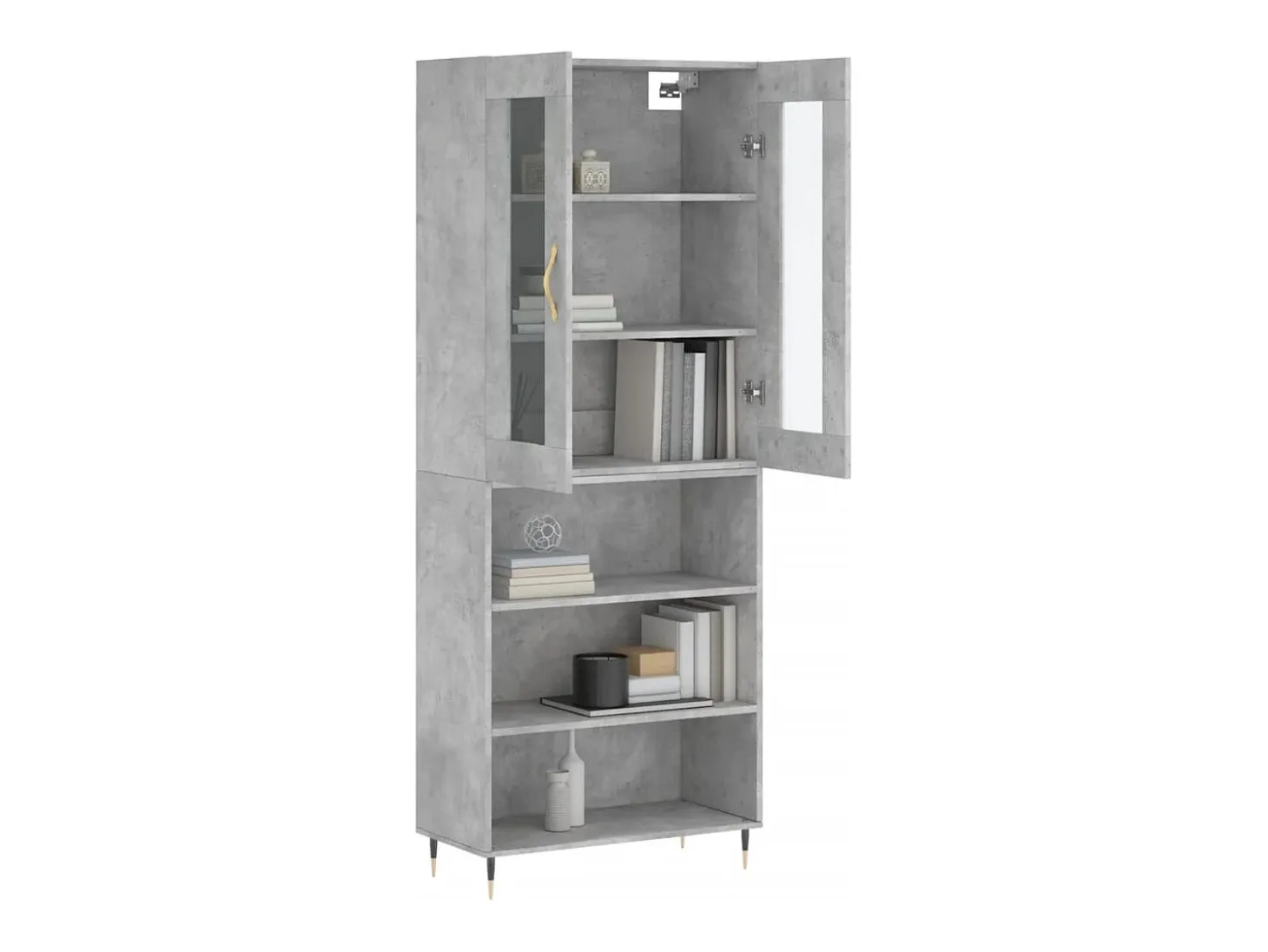 Aparador alto Gris hormigón 69,5x34x180 cm Madera de ingeniería