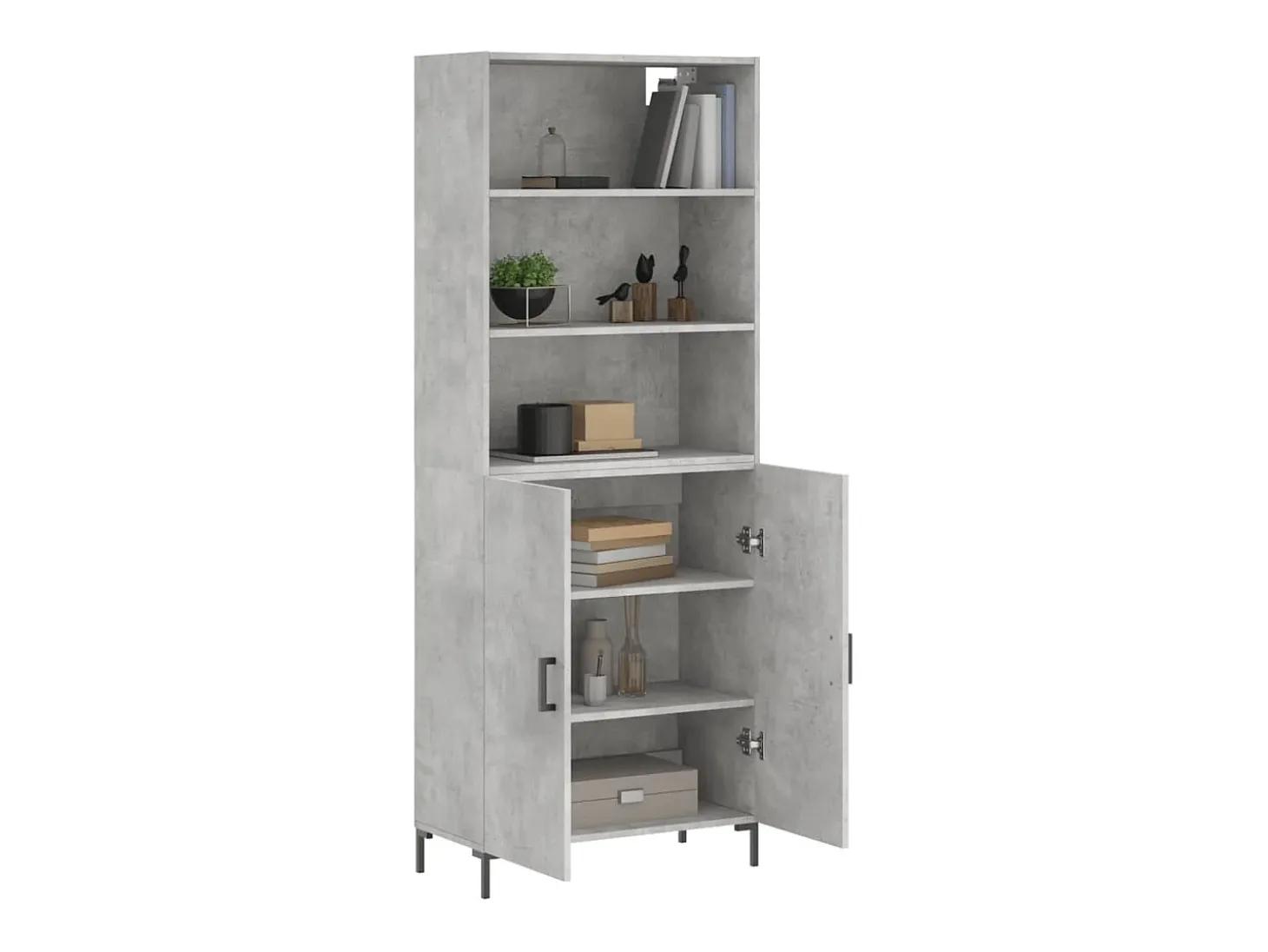 Aparador alto Gris hormigón 69,5x34x180 cm Madera de ingeniería