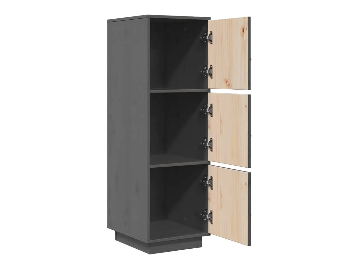 Aparador alto Gris 34x40x108,5 cm Madera maciza de pino