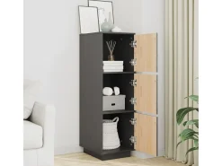 Aparador alto Gris 34x40x108,5 cm Madera maciza de pino