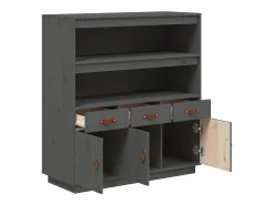 Aparador alto Gris 100x40x108,5 cm Madera maciza de pino