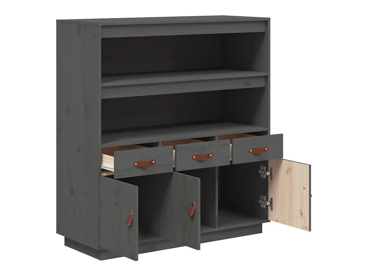 Aparador alto Gris 100x40x108,5 cm Madera maciza de pino