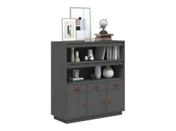 Aparador alto Gris 100x40x108,5 cm Madera maciza de pino