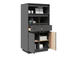 Aparador alto Gris 60x40x116,5 cm Madera maciza de pino