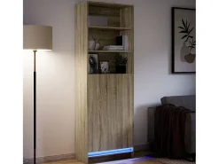 Aparador alto LED roble Sonoma 69x32,5x200 cm madera de ingeniería