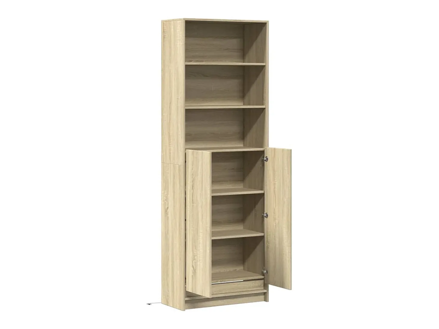Aparador alto LED roble Sonoma 69x32,5x200 cm madera de ingeniería