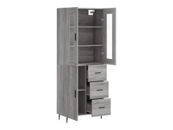 Aparador alto madera contrachapada gris sonoma 69,5x34x180 cm ES91711