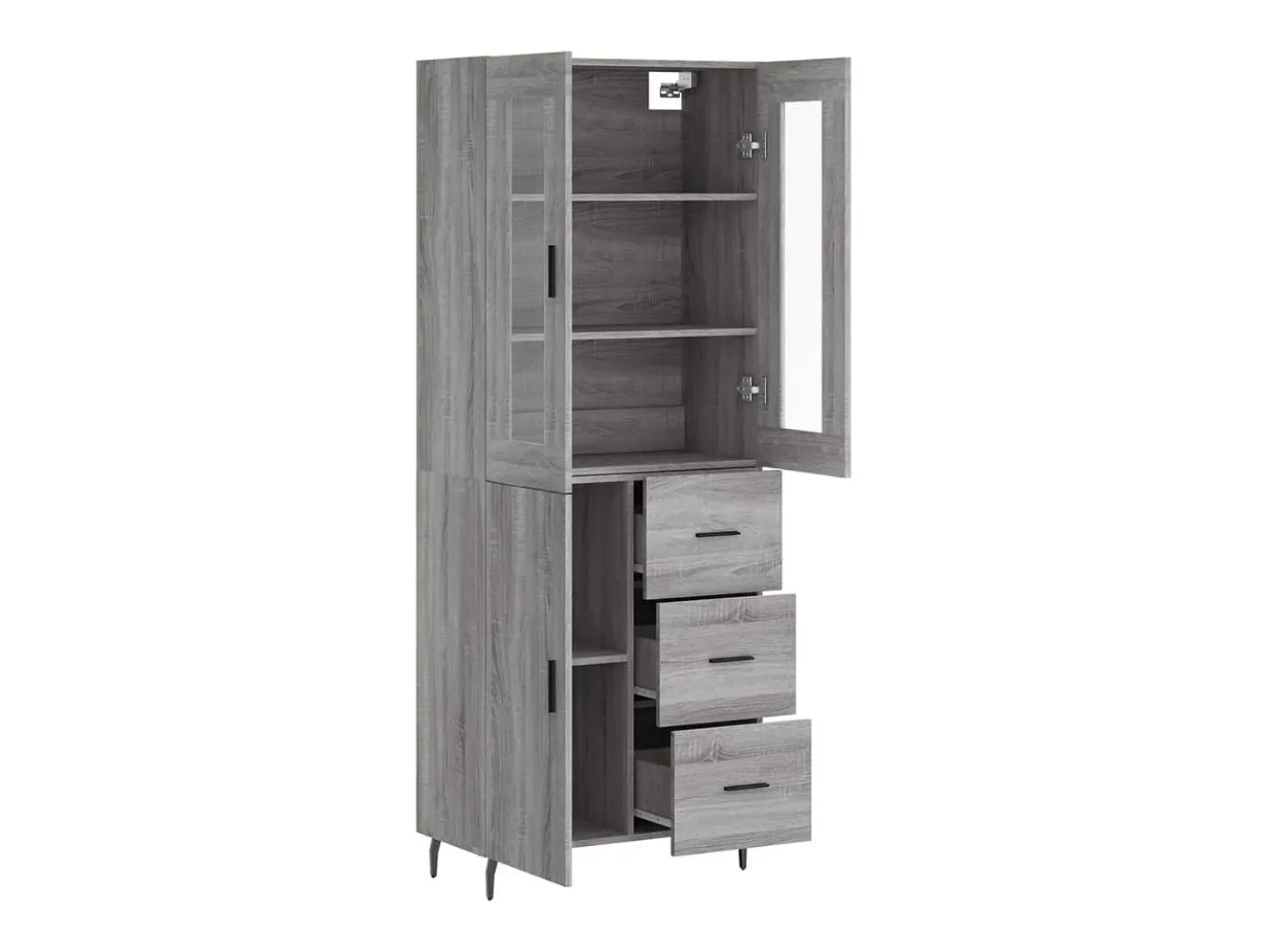 Aparador alto madera contrachapada gris sonoma 69,5x34x180 cm ES91711