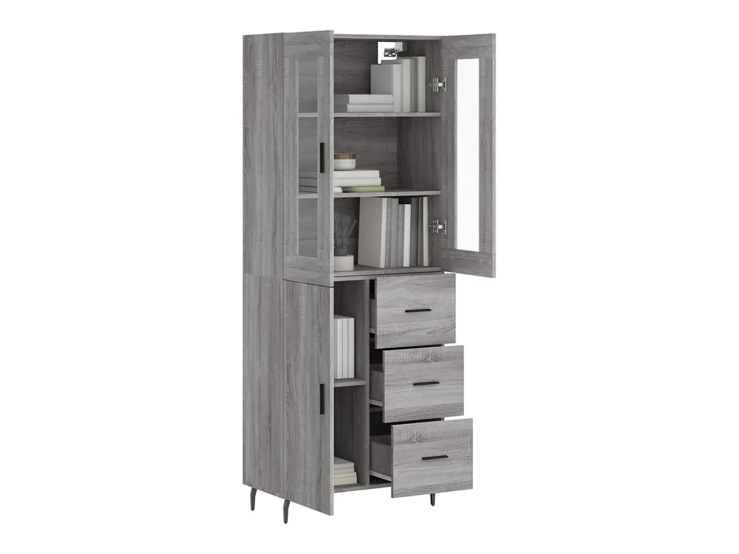 Aparador alto madera contrachapada gris sonoma 69,5x34x180 cm ES91711