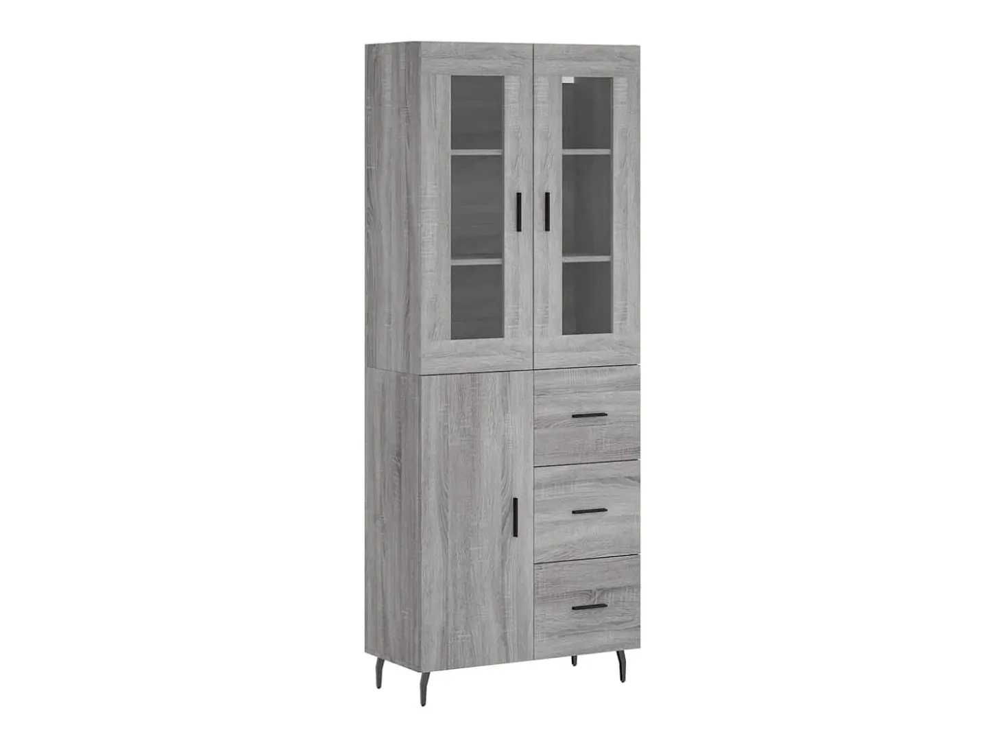 Aparador alto madera contrachapada gris sonoma 69,5x34x180 cm ES91711