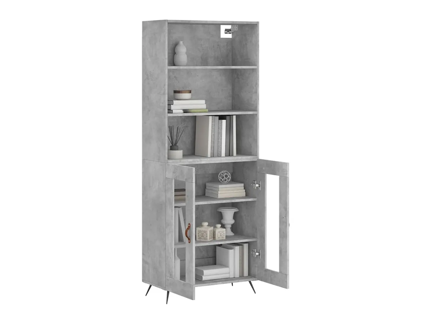 Aparador alto madera contrachapada gris hormigón 69,5x34x180 cm ES84450