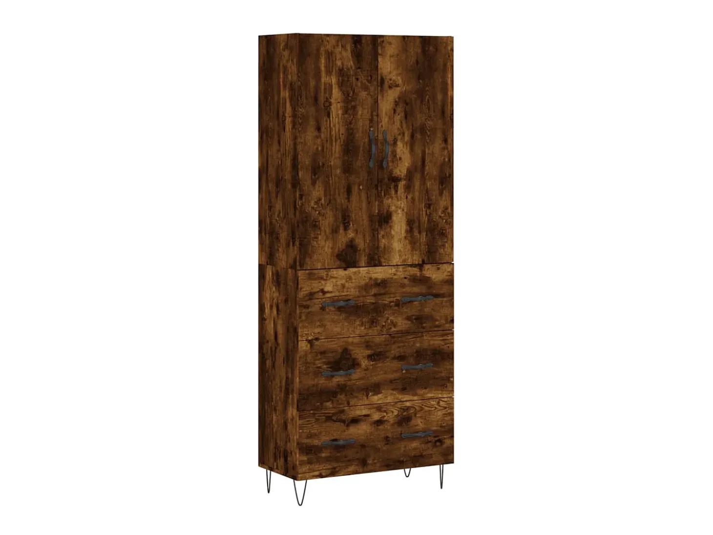 Aparador alto madera contrachapada roble ahumado 69,5x34x180 cm ES73890