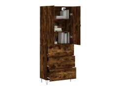 Aparador alto madera contrachapada roble ahumado 69,5x34x180 cm ES73890