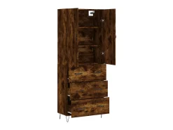 Aparador alto madera contrachapada roble ahumado 69,5x34x180 cm ES73890