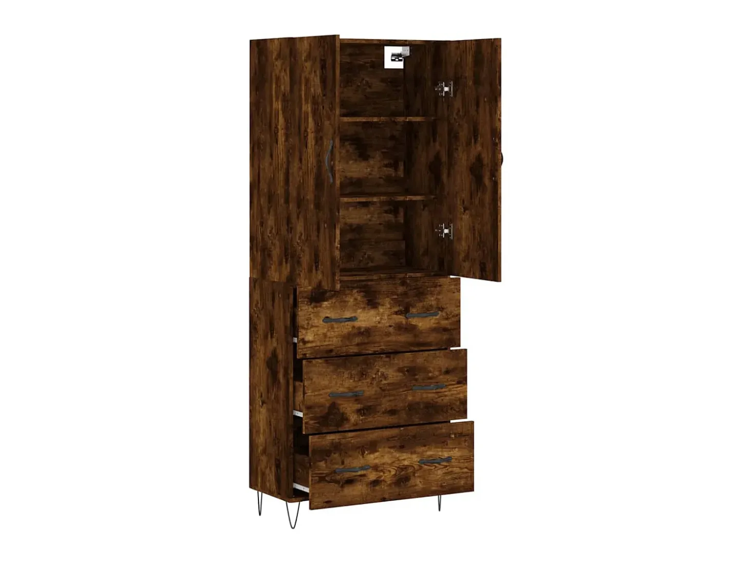 Aparador alto madera contrachapada roble ahumado 69,5x34x180 cm ES73890