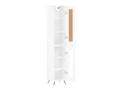 Aparador alto madera contrachapada blanco brillo 34,5x34x180 cm ES52747