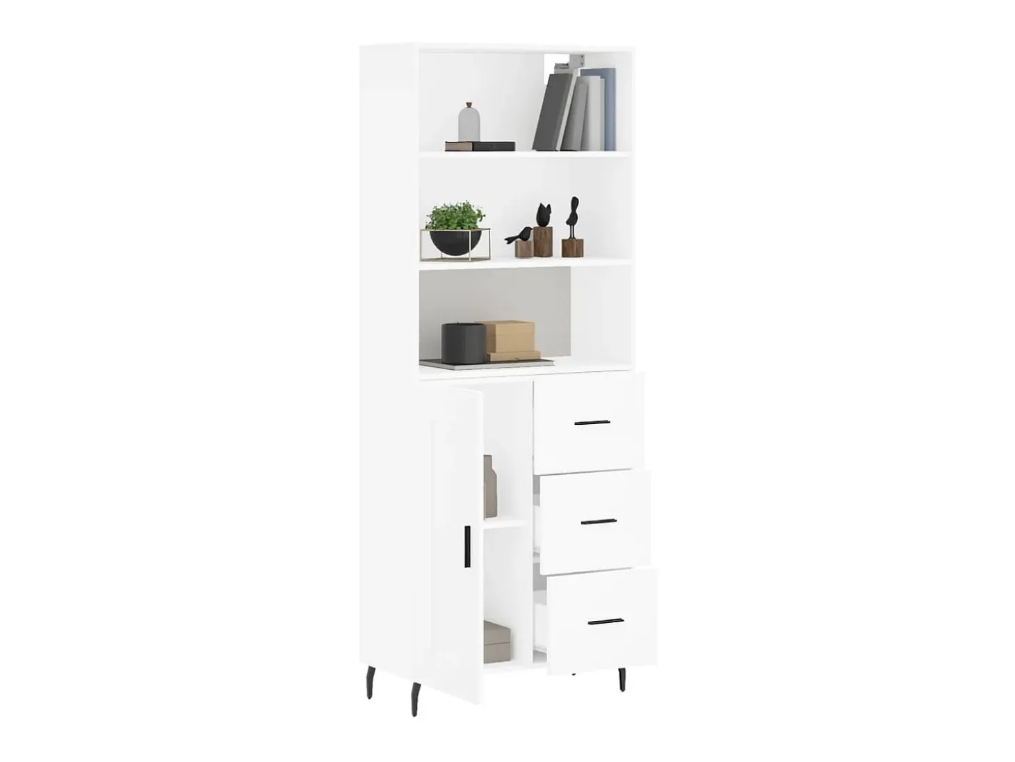Aparador alto madera contrachapada blanco 69,5x34x180 cm ES80996