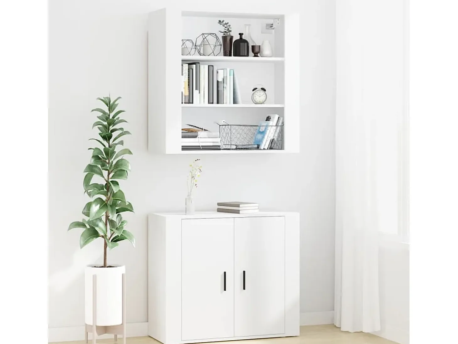 Aparador alto madera contrachapada blanco ES94727