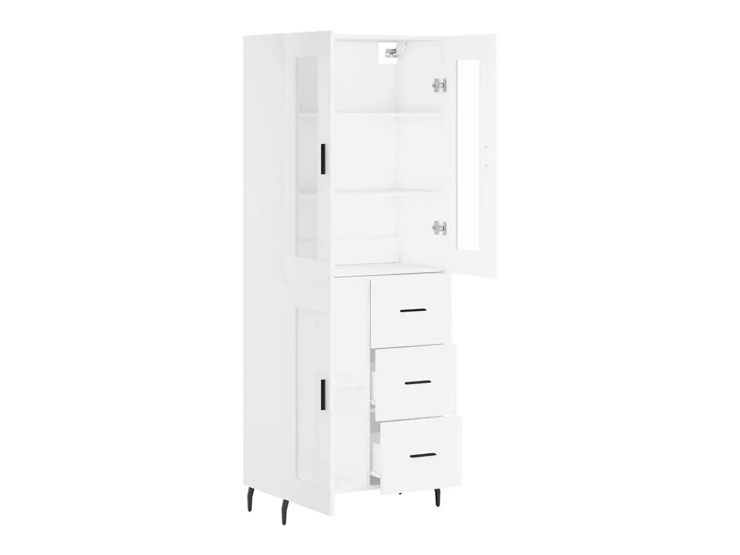 Aparador alto madera contrachapada blanco 69,5x34x180 cm