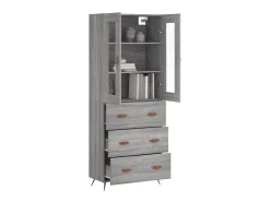 Aparador alto madera contrachapada gris sonoma 69,5x34x180 cm ES17326