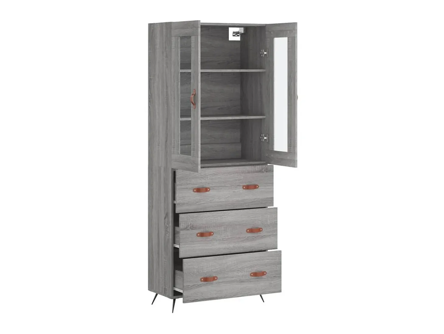Aparador alto madera contrachapada gris sonoma 69,5x34x180 cm ES17326