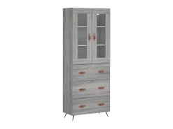 Aparador alto madera contrachapada gris sonoma 69,5x34x180 cm ES17326